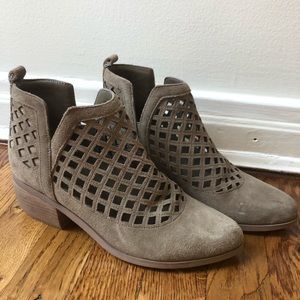light brown booties with cutouts